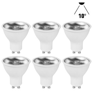 6 x LED Reflektor 6W GU10 Linse 435lm Warmweiß 3000K Spot 10°