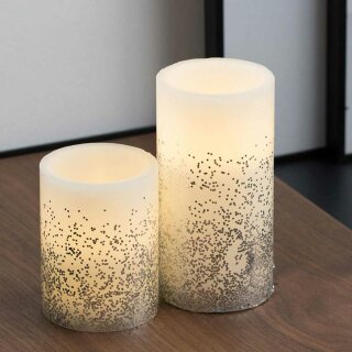 2er-Set Paulmann Pauleen LED Wachskerzen Glowing Glitter warmweiß für 3 x AAA Batterie mit Schalter