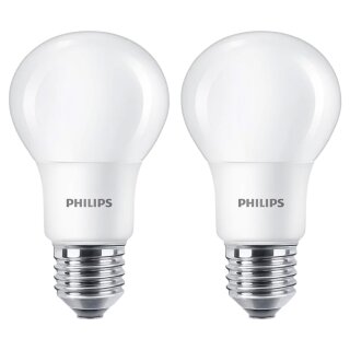 2 x Philips LED Leuchtmittel A65 Birnen 8W = 60W E27 matt 806lm warmweiß 2700K